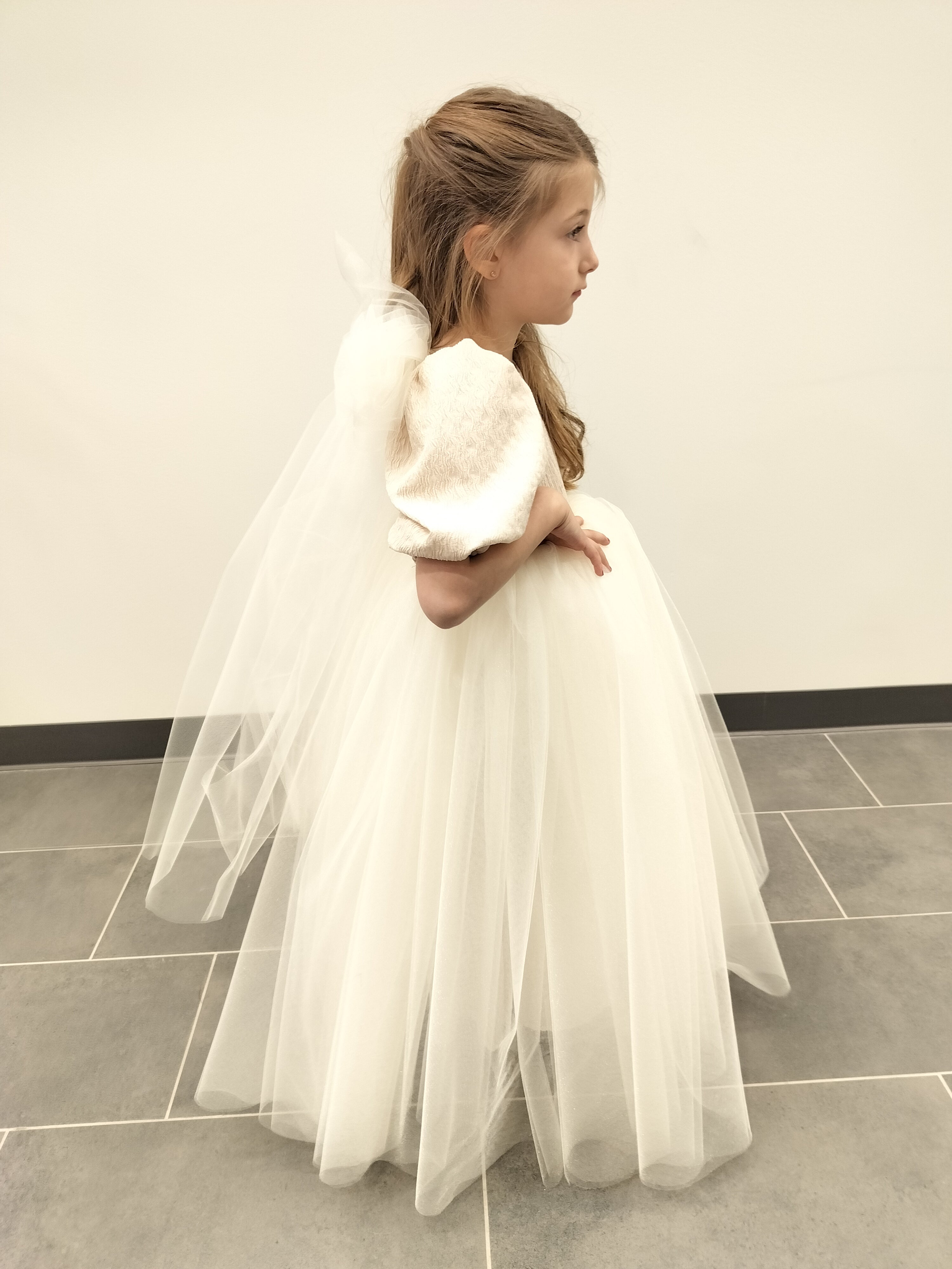 cream tulle dress White Ferreira Cream Tulle Pleated Bow Strapless Midi Dress | Womens | Medium (Available in S) | 100% Polyester