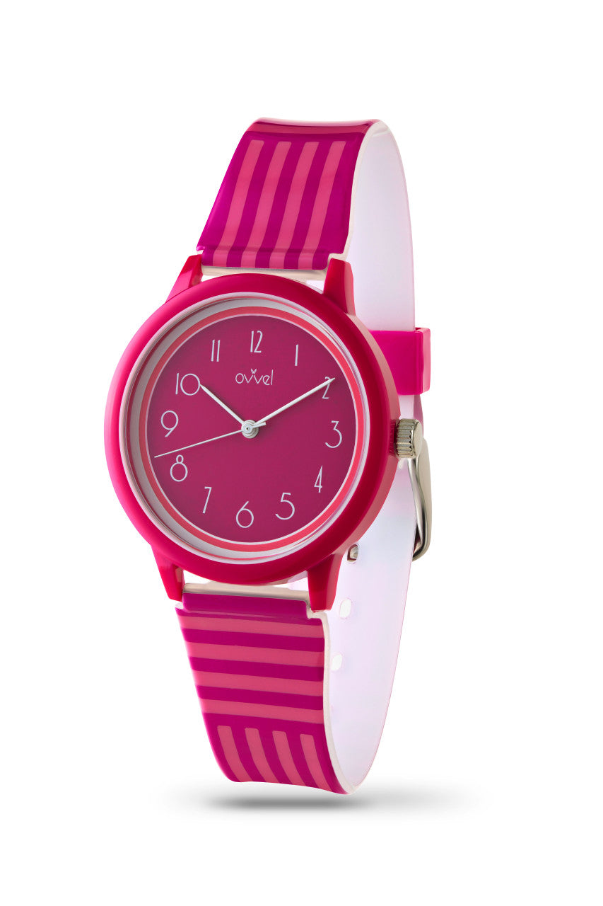 Ovvel Girls Analog Watch for kids – Fuchsia and Pink Stripes
