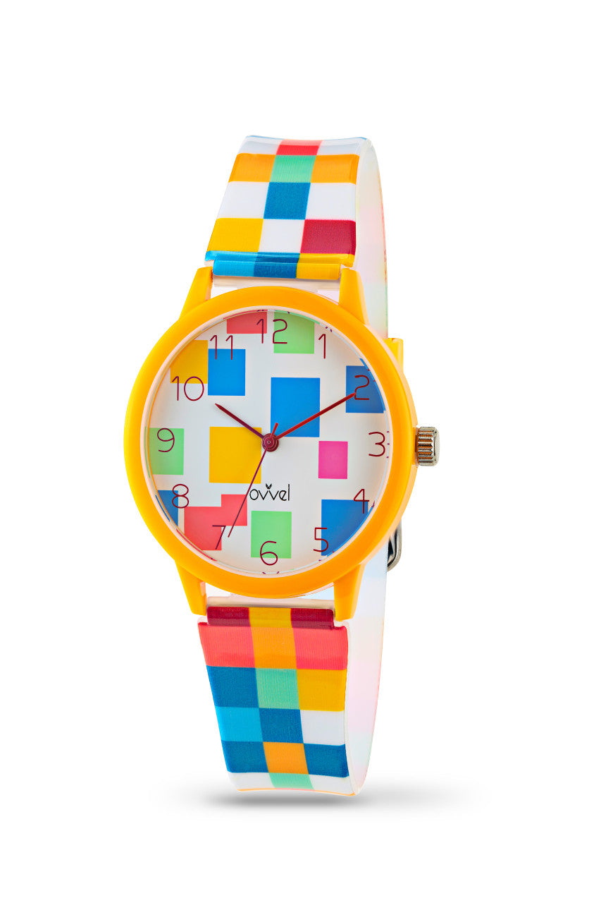 Ovvel Girls Analog Watch for kids – Multi-Colored Squares
