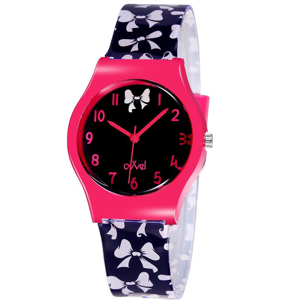 Ovvel Girls Analog Watch for kids – Black & White Bows