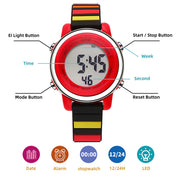 Ovvel Girls Digital Wristwatch with Many Features - Colored Stripes