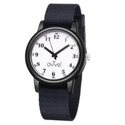Ovvel Boys Solid Black Analog Ribbon (Nylon) Watch for kids