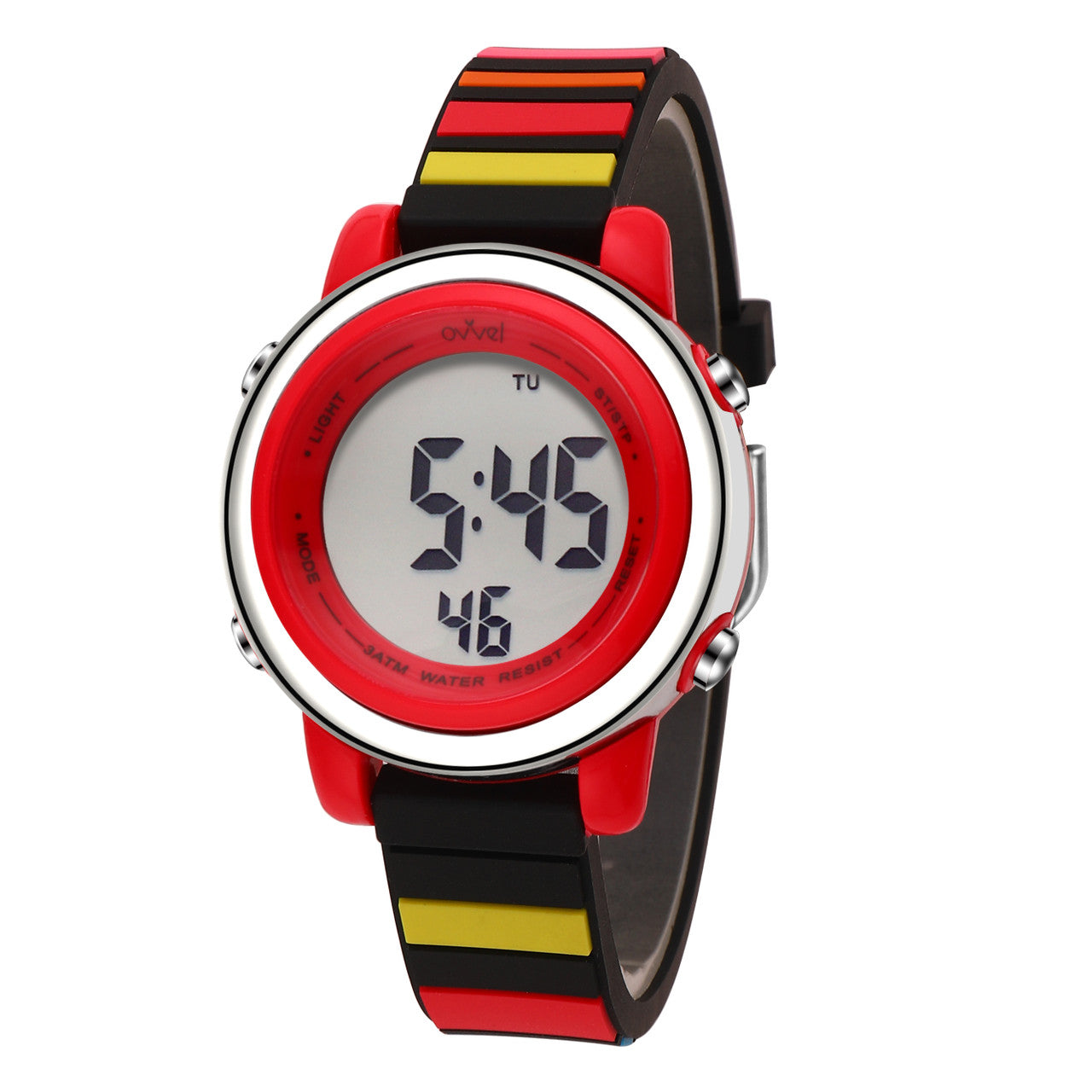 Ovvel Girls Digital Wristwatch with Many Features - Colored Stripes
