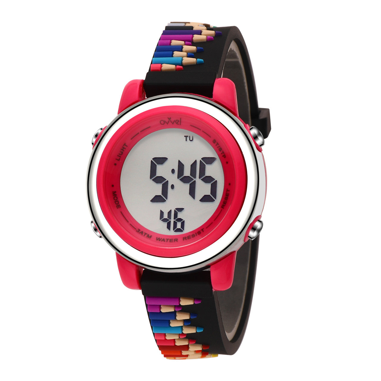 Ovvel Girls Digital Wristwatch with Many Features - Colored Pencils