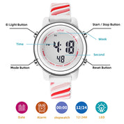 Ovvel Girls Digital Wristwatch with Many Features - Pink Swirls