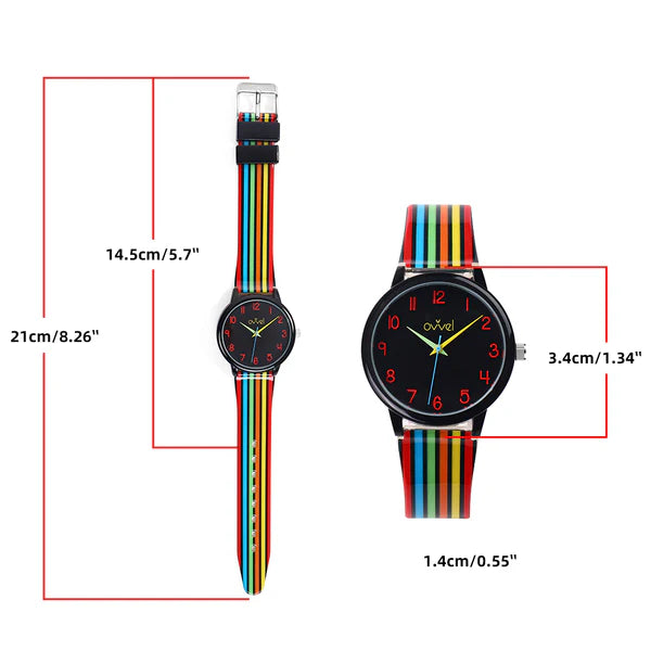 Ovvel Girls Analog Watch for kids - Striped (Vertical)