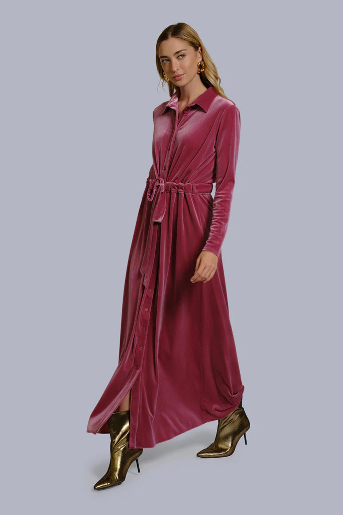 Velvet Button-Down Maxi Dress THE ADDRESS Velvet Button-Down Maxi Dress THE ADDRESS
