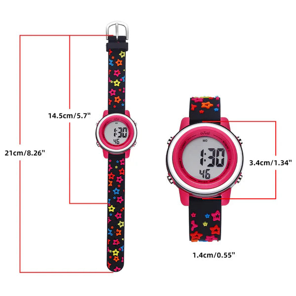Ovvel Girls Digital Wristwatch with Many Features - Colorful Stars