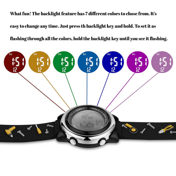 Ovvel Boys Digital Wristwatch with Many Features - Contruction Tools
