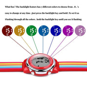 Ovvel Girls Digital Wristwatch with Many Features - Colorful Stripes