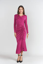Valerie Midi Dress- Fuchsia