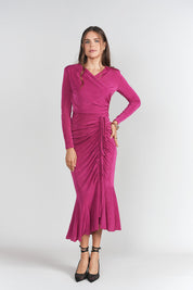 Valerie Midi Dress- Fuchsia