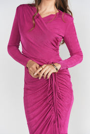 Valerie Midi Dress- Fuchsia
