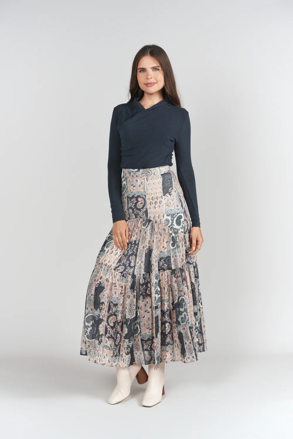 Tiered Maxi Skirt- Patchwork