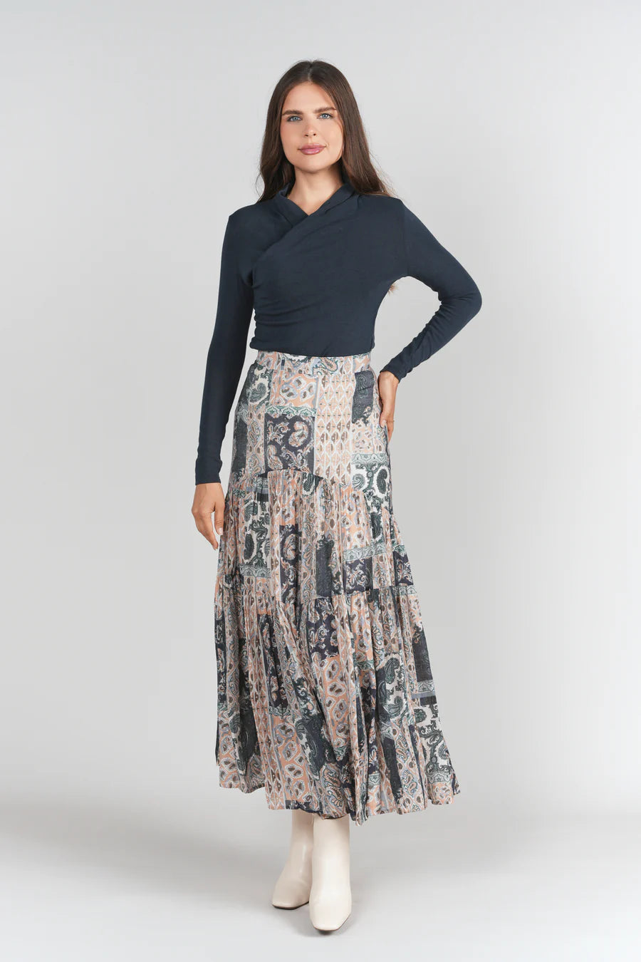 Tiered Maxi Skirt- Patchwork