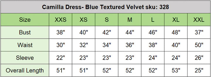 Camilla Dress- Blue Textured Velvet