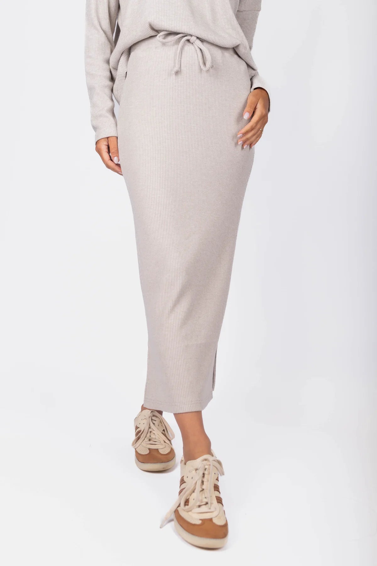 Callie Ribbed Skirt (Stone)