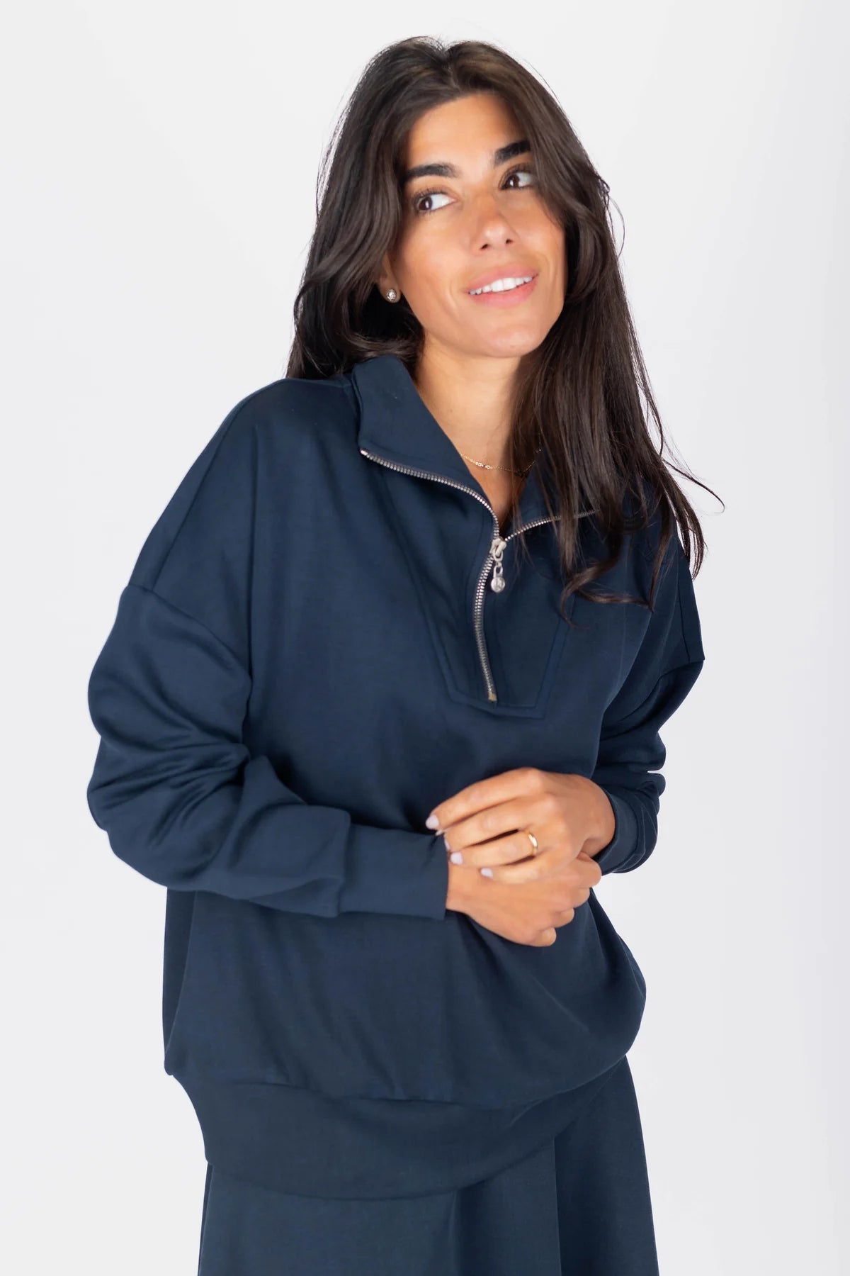 Mina Half Zip Top (Navy)