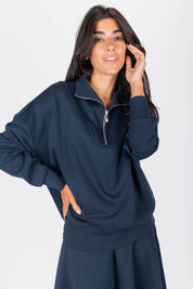 Mina Half Zip Top (Navy)