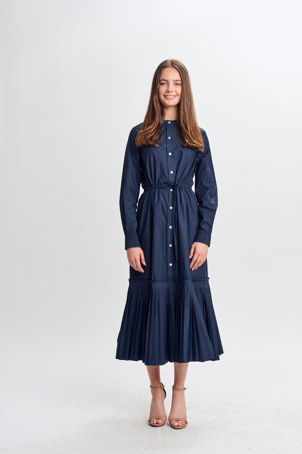 NAVY COTTON BUTTON DOWN BOTTOM PLEATED DRESS 334709 – THE ADDRESS NAVY COTTON BUTTON DOWN BOTTOM PLEATED DRESS 334709 – THE ADDRESS