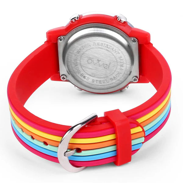 Ovvel Girls Digital Wristwatch with Many Features - Colorful Stripes