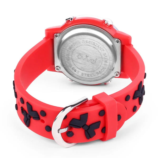 Ovvel Girls Digital Wristwatch with Many Features -Red with Black Bows