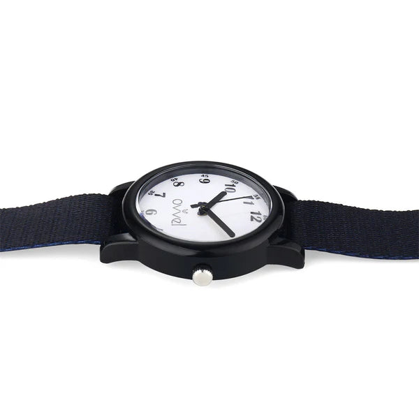 Ovvel Boys Solid Black Analog Ribbon (Nylon) Watch for kids