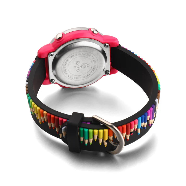 Ovvel Girls Digital Wristwatch with Many Features - Colored Pencils