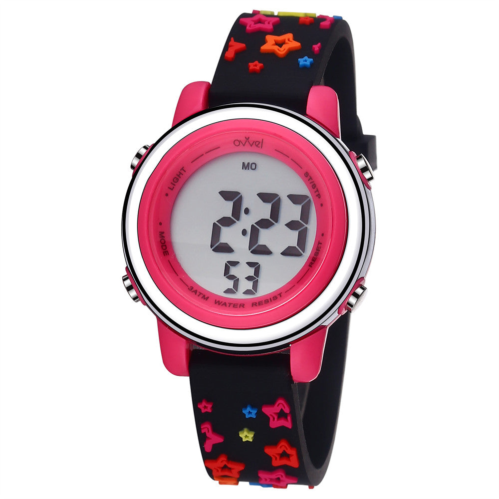Ovvel Girls Digital Wristwatch with Many Features - Colorful Stars