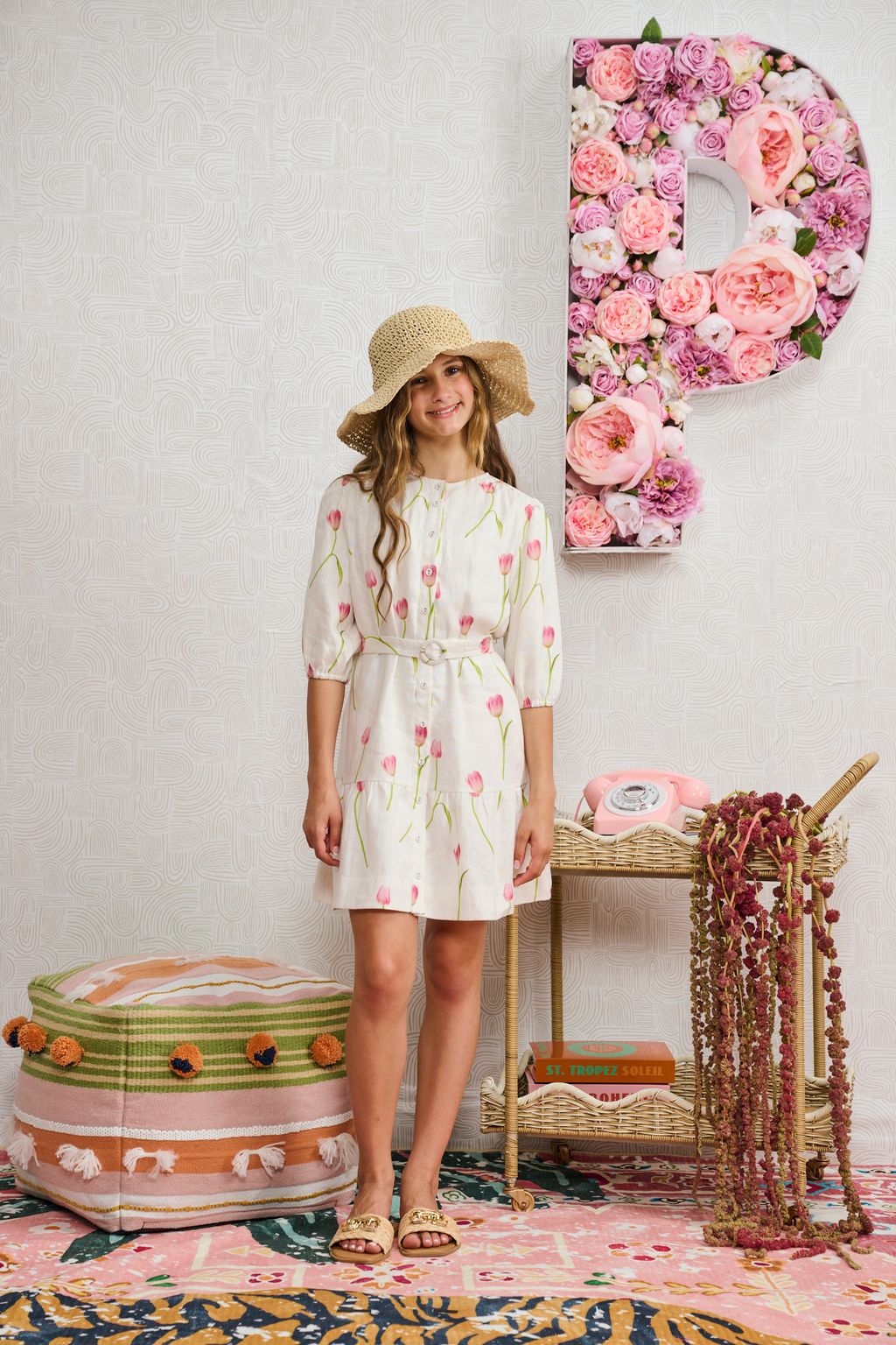 tulip dress design Tulips Forever Dress 6 / Red and Green Print on White