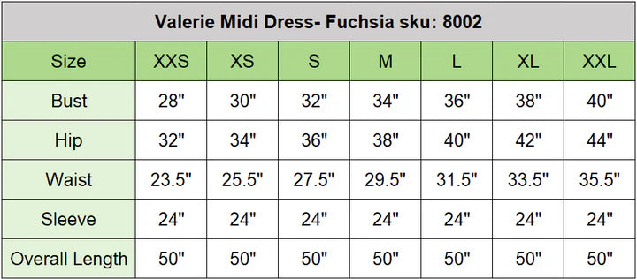Valerie Midi Dress- Fuchsia