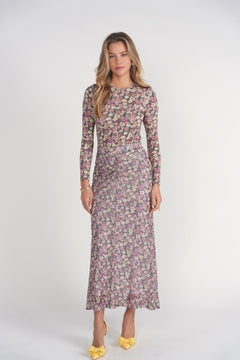 Ruched Front Skirt- Pink Garden