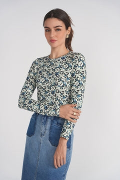 Printed Long Sleeve Tee- Leopard Floral
