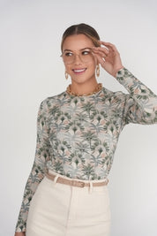 Printed Long Sleeve Tee- Palm