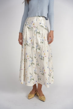 Sequin Panel Skirt Maxi- Yellow Fields