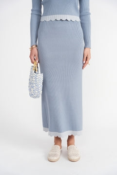 Scalloped Knit Skirt- Baby Blues