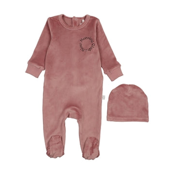 Logo-Velour-Footie-Pink/Brown