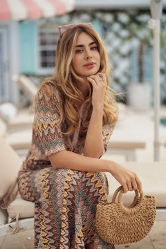 Crochet Polo Top- Chevron