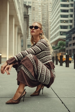 Crochet Knit Top- Chocolate and Cream