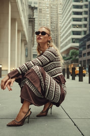 Crochet Knit Top- Chocolate and Cream