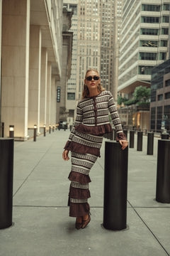 Crochet Knit Skirt- Chocolate and Cream