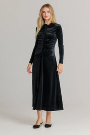 Velvet Rosette dress black