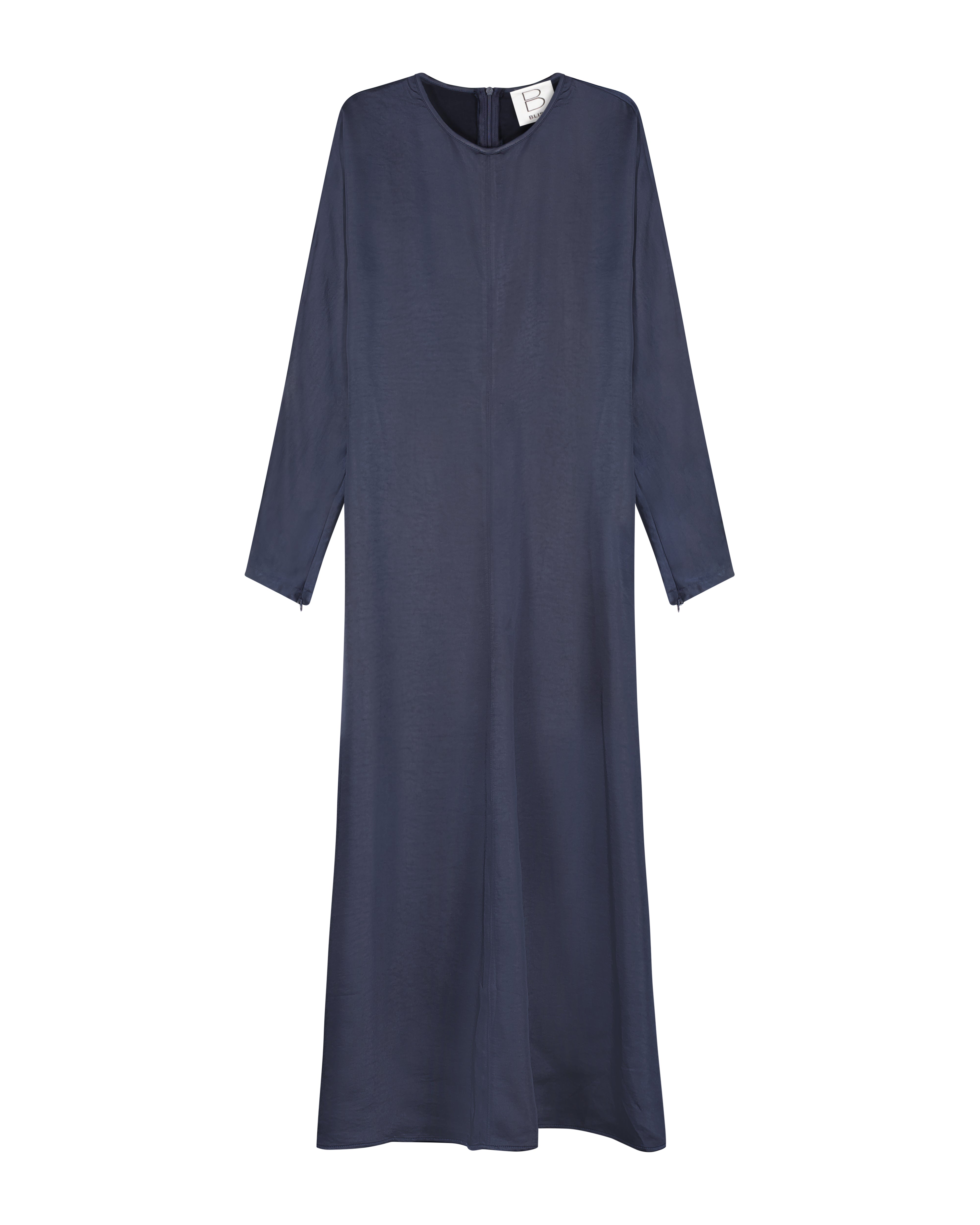 Bliss Solid Satin Cocoon Dress Navy