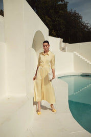 Bliss Pintuck Midi Dress Butter Yellow