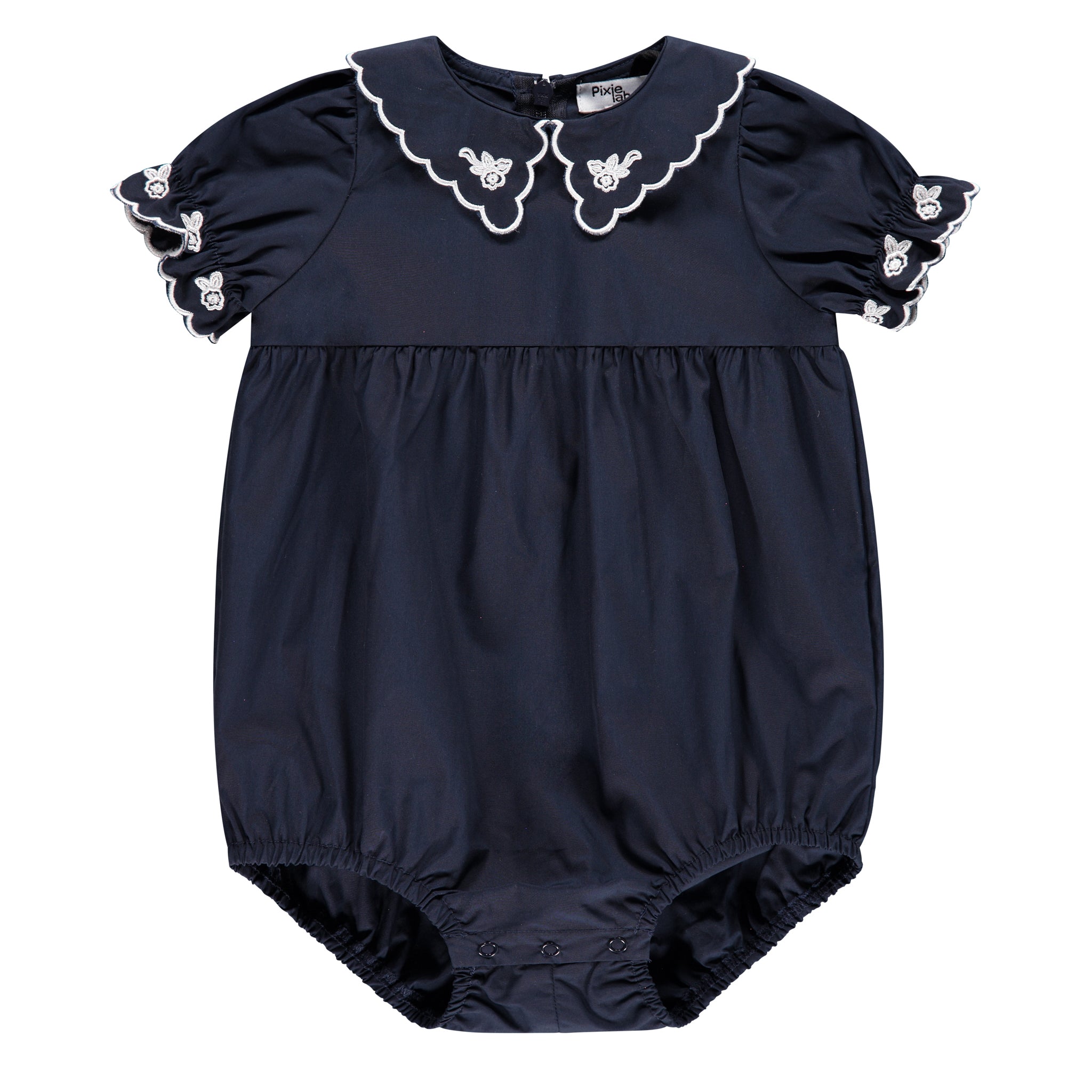 Embroidered Collar Romper