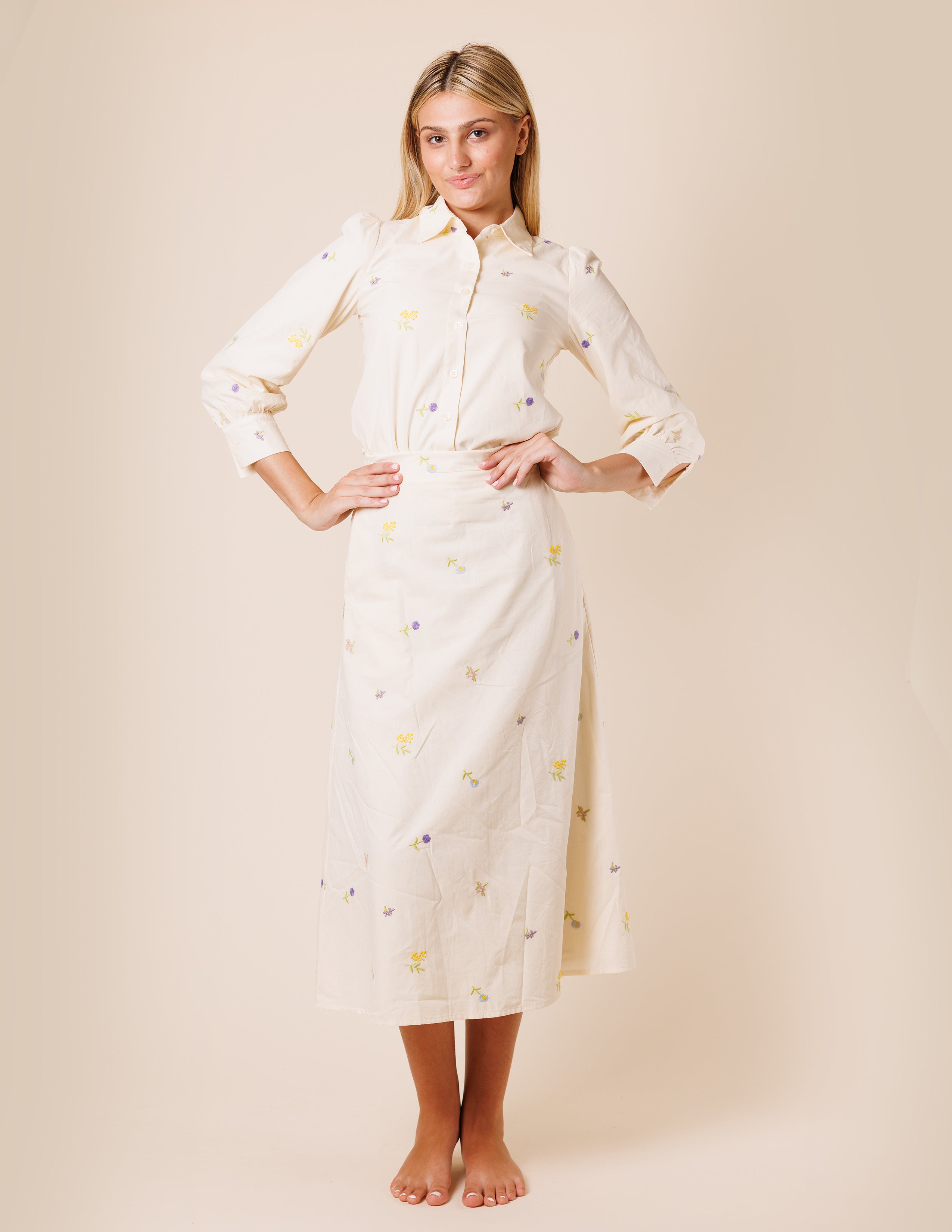 collared button down blouse with flowers 2608us TOP YP