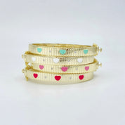 Ribbed Heart & Diamond Bangle