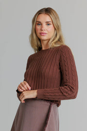 Cropped ribbed sweater brown