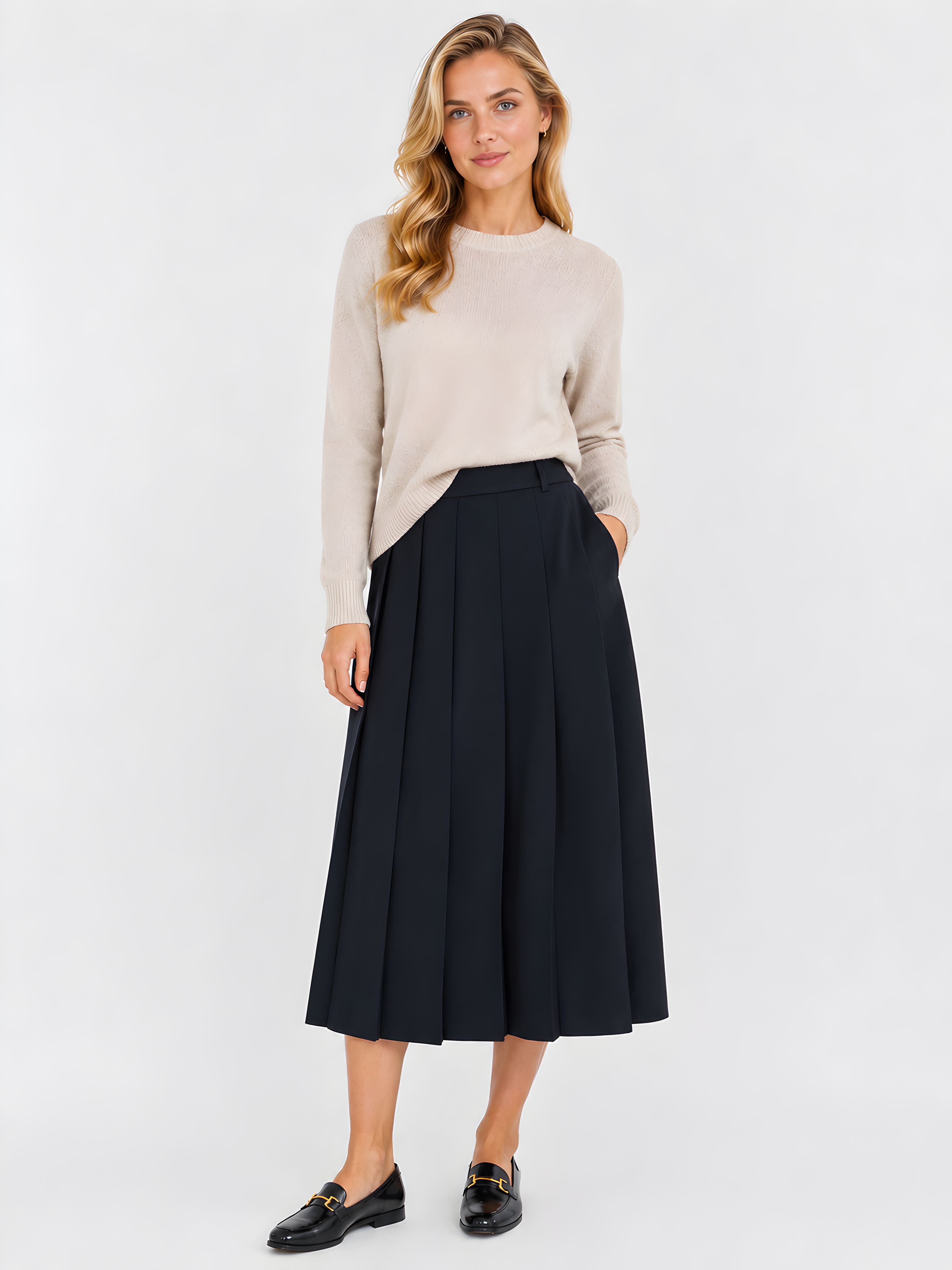 PLEATED MIDI SKIRT