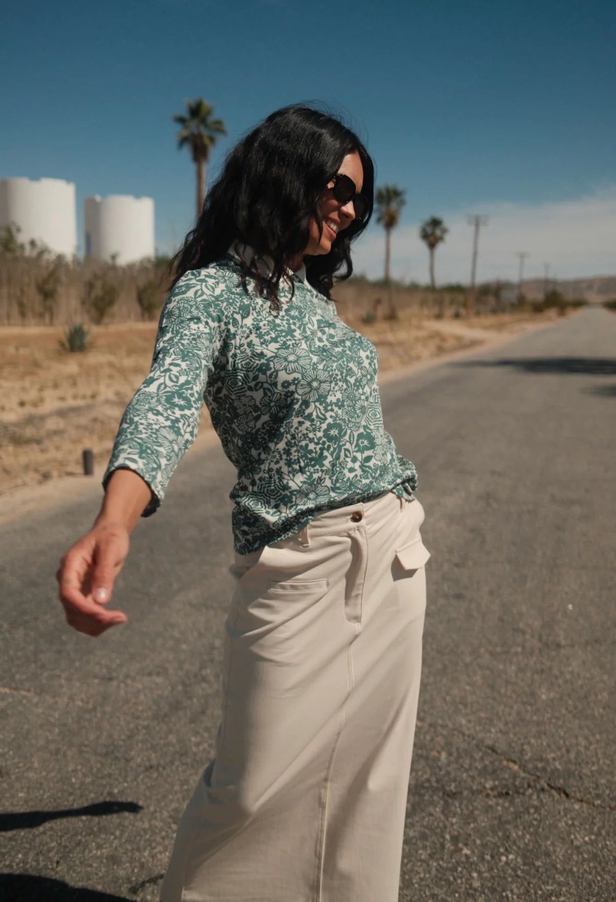 Tan Stretch Denim Skirt